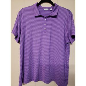 NWOT Lady Hagan Purple Striped Golf Shirt Size XL